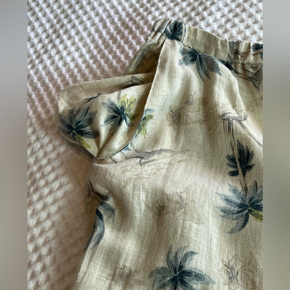 2 PIECE LINEN SET SZ 14 EUC TROPICAL CREAM BLUE GREEN PRINT VACAY RESORT BEACHY - Picture 12 of 12